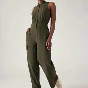 Athleta Brooklyn Utility Dark Olive Jumpsuit Size 4